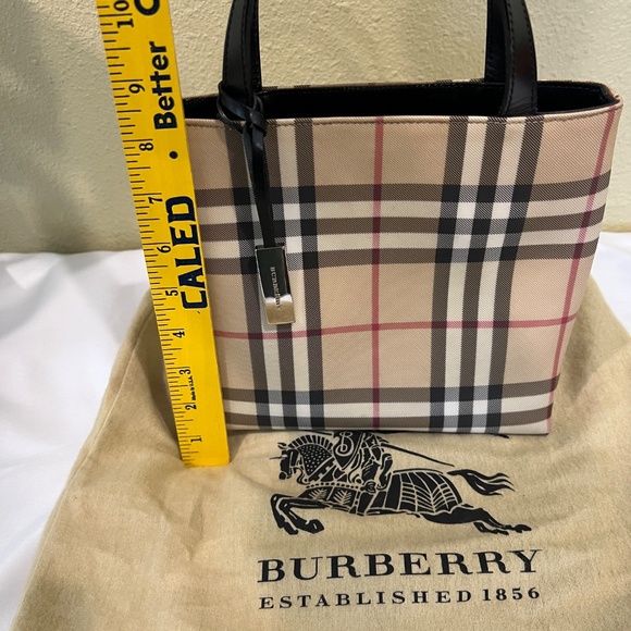 Burberry London Nova Check Coated Canvas Mini Tote Tan Black - Picture 14 of 16